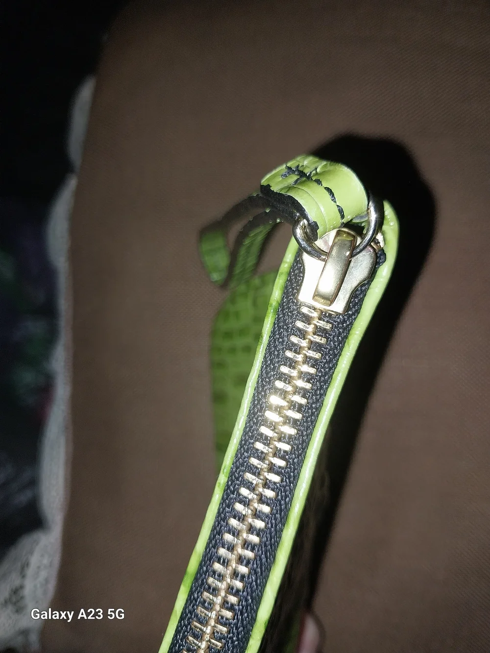 Brahmin Green Croc Embossed Wristlet/ Clutch Gold Hardware Zipper Enclosure